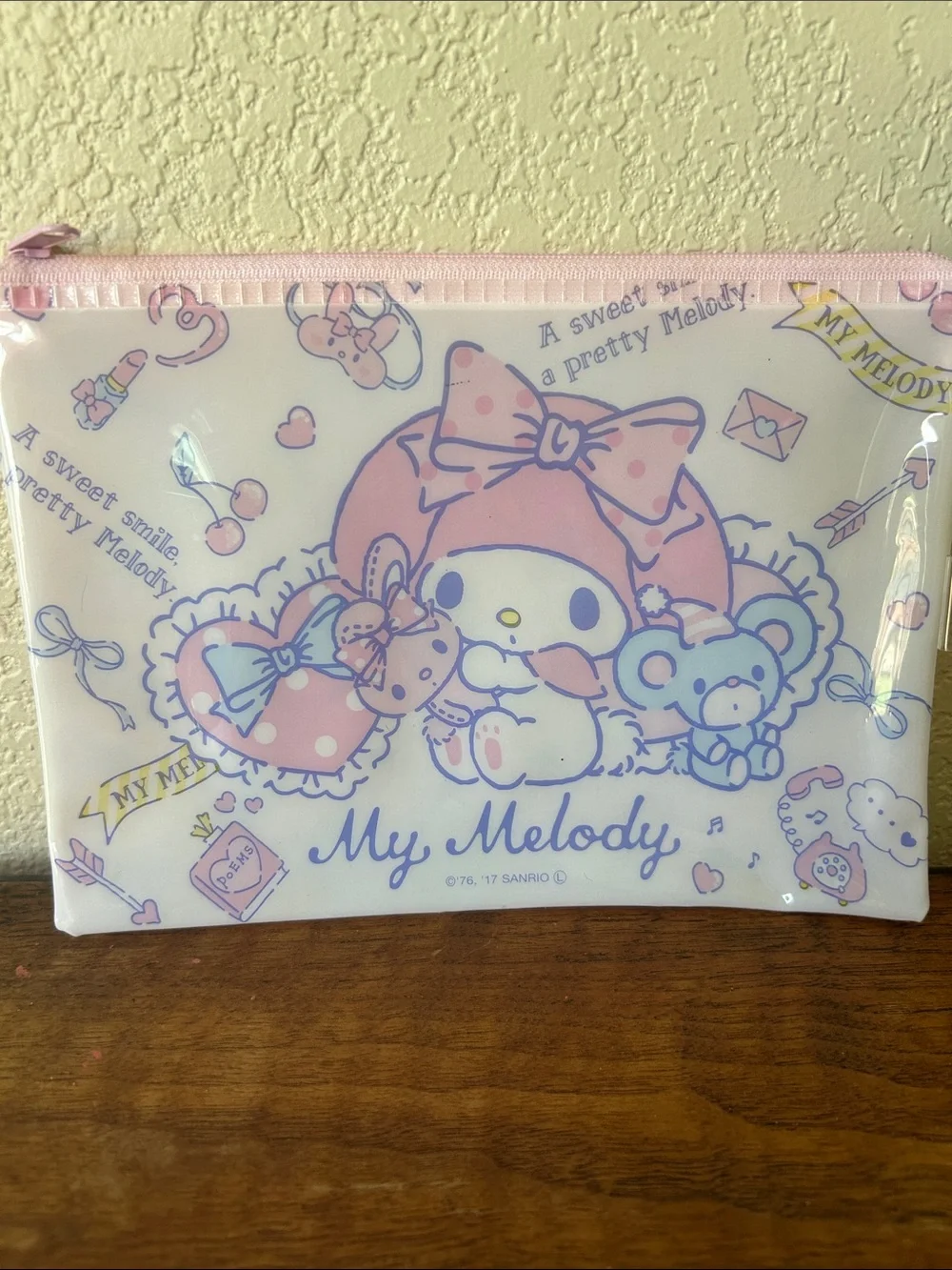 Sanrio 2017 My Melody Pink and Light Blue Clear Vinyl Pouch